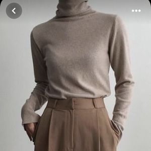 Wool and cashmere Tan Turtleneck Sweater